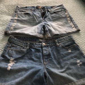 2 Pairs of Rollup Jean Shorts Lucky and Gap